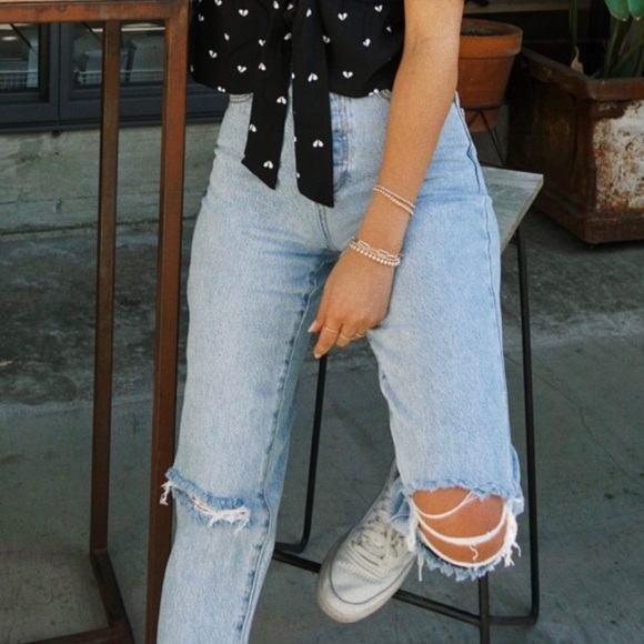 PacSun Denim - PacSun straight leg marble high rise jeans